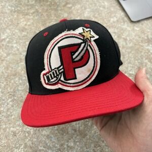 vintage portland pirates hat black red hockey snapback 90S